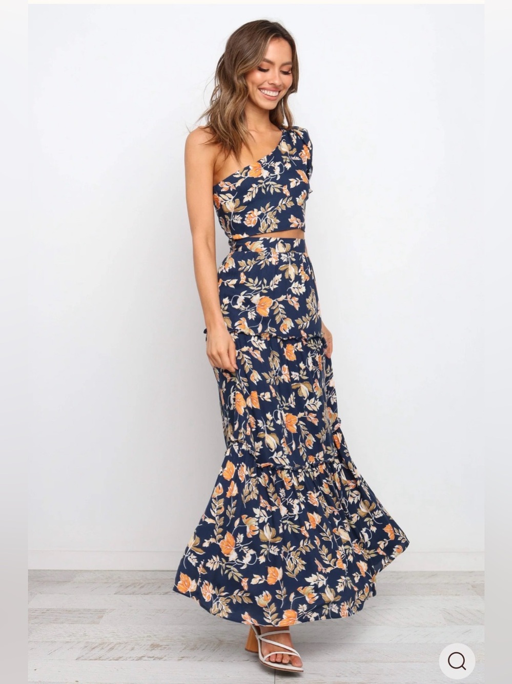 Petal & Pup Aimee Top and Deaville Skirt Navy Floral One-Shoulder Maxi Two-Piece - Picture 3 of 4